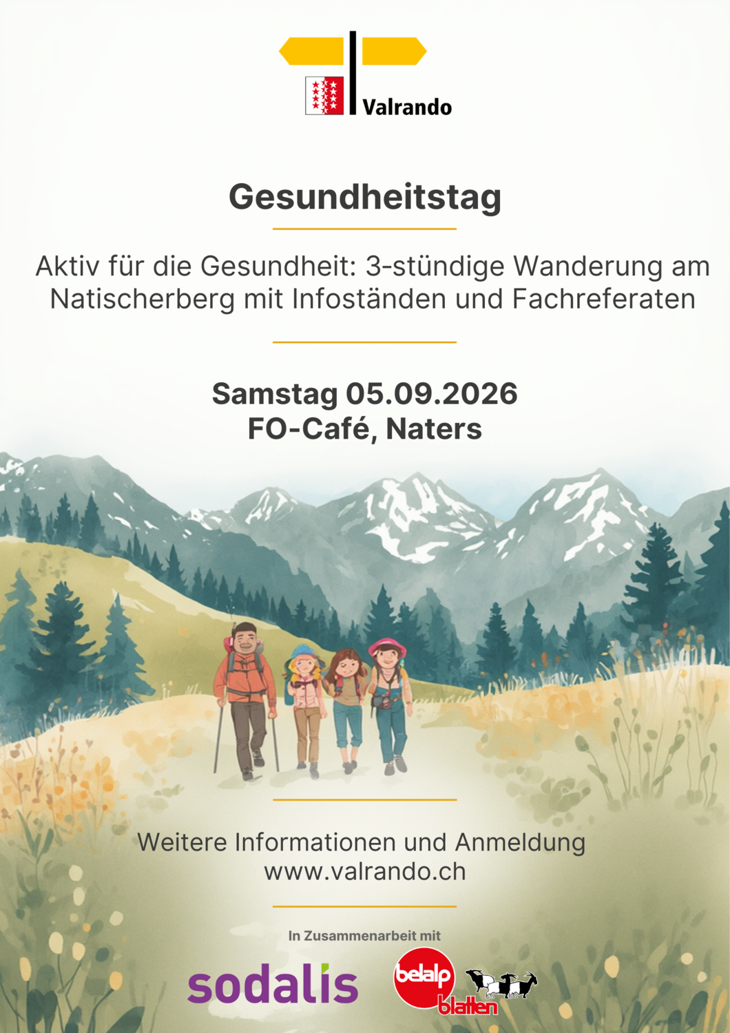 Aktiv für die Gesundheit: 3‑stündige Wanderung am Natischerberg mit Infoständen und Fachreferaten