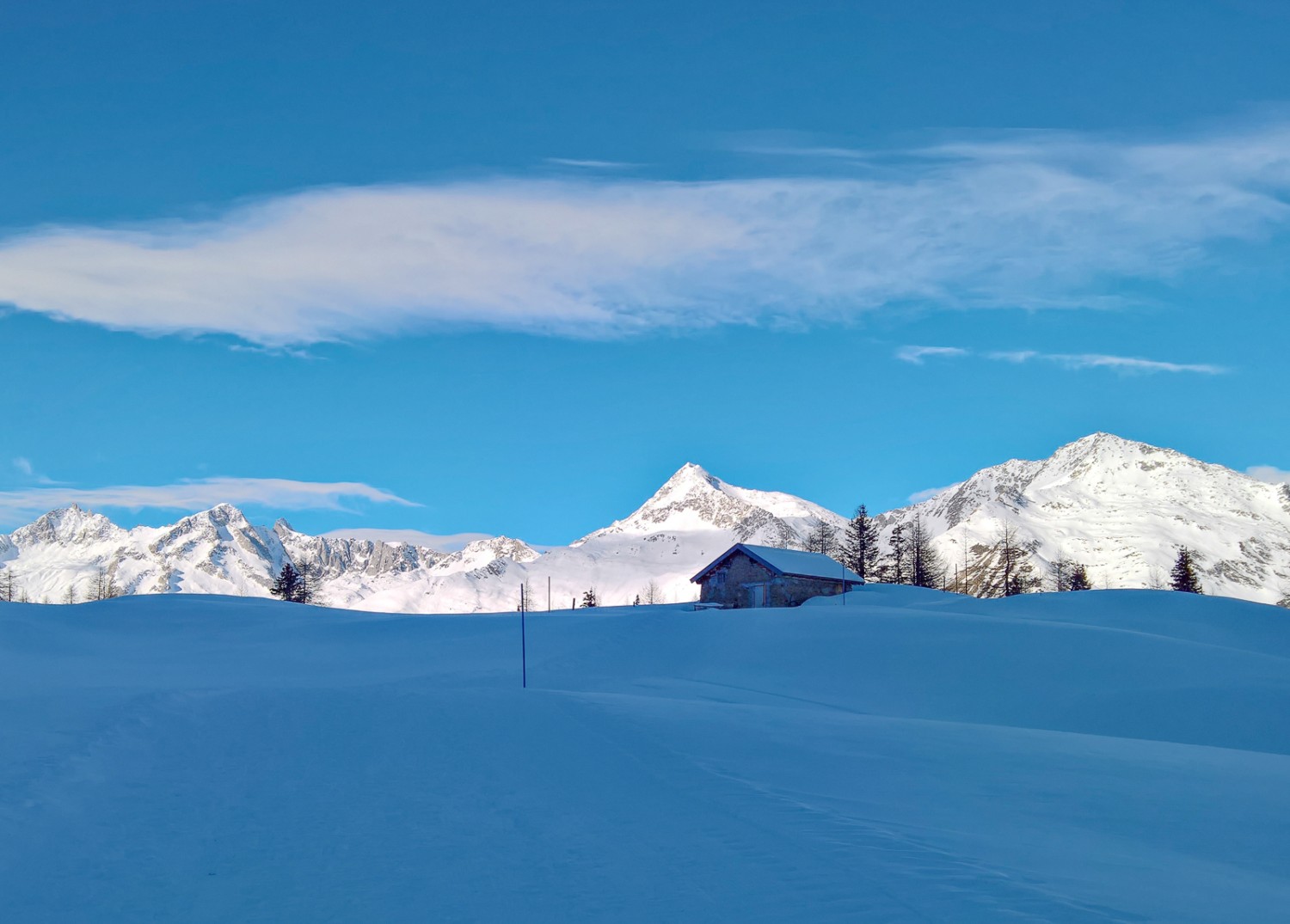 Vista dell’alpe Cascina Nuova con sullo sfondo la regione del San Gottardo. Foto: Andreas Staeger