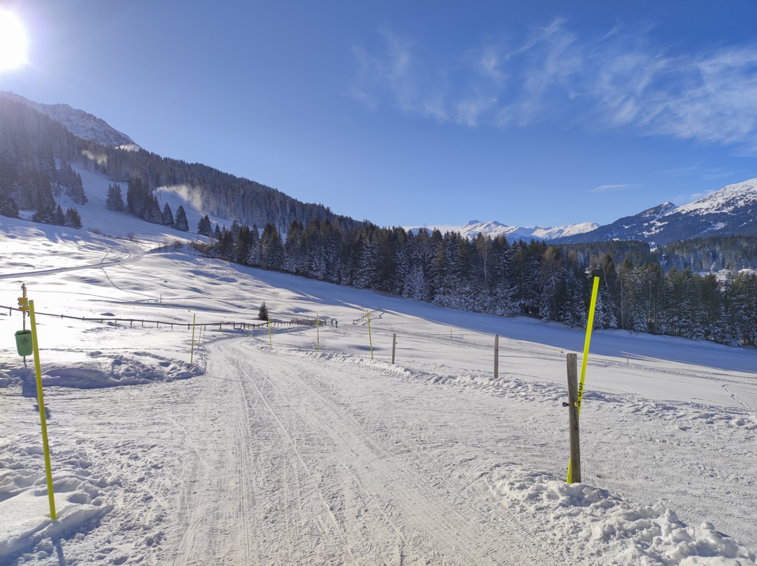 Strassen werden im Winter zu Schlittelpisten und Winterwanderwegen. Bild: Michael Dubach
