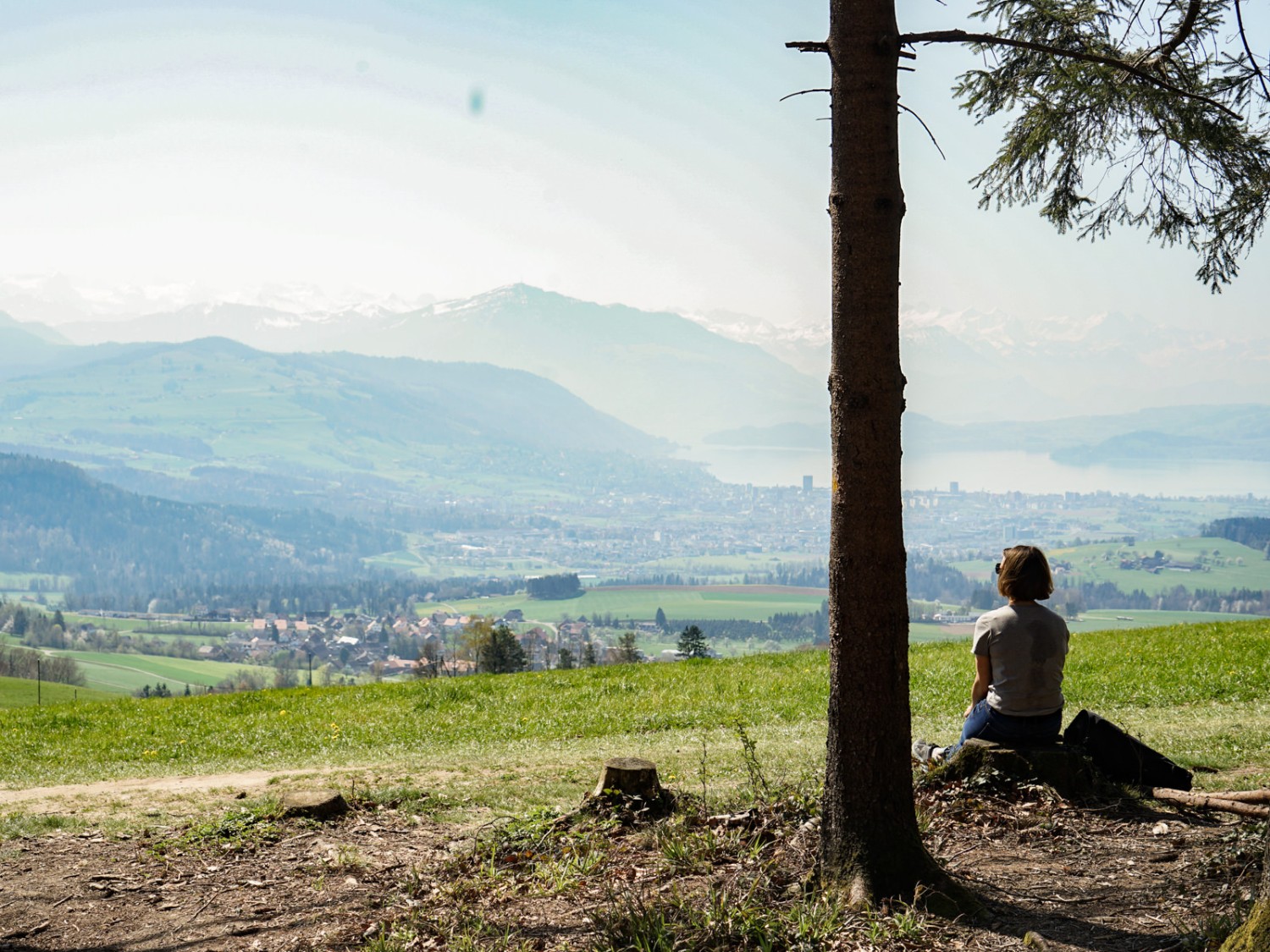 Von Oberalbis aus geniesst man einen prächtigen Blick in Richtung Zugersee und Innerschweiz. Bild: Reto Wissmann