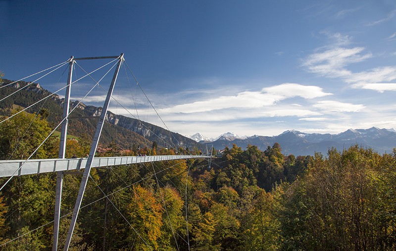 Elegant spannt sich die Brücke in Sigriswil über die Gummischlucht.    Bild: SchottMerz.ch
