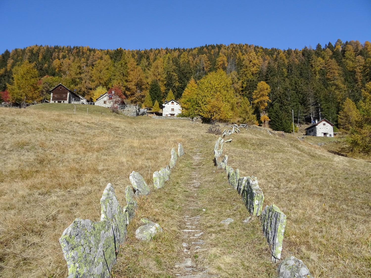 Die Pfade sind traditionell mit dekorativen Steinplatten gesäumt.