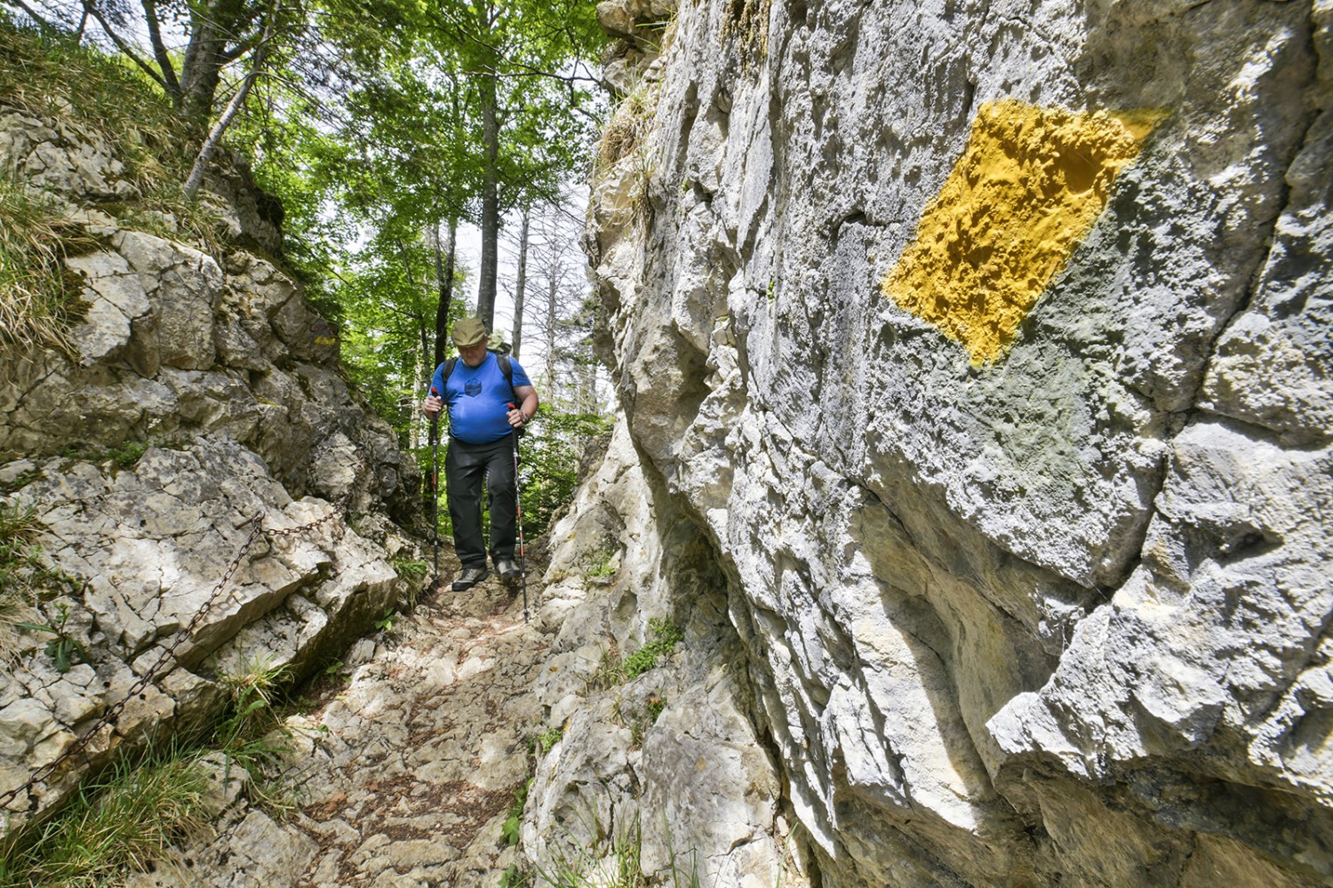 Une brèche dans le calcaire permet de passer du Geitenberg au Passwang. Photos: Daniel Fuchs