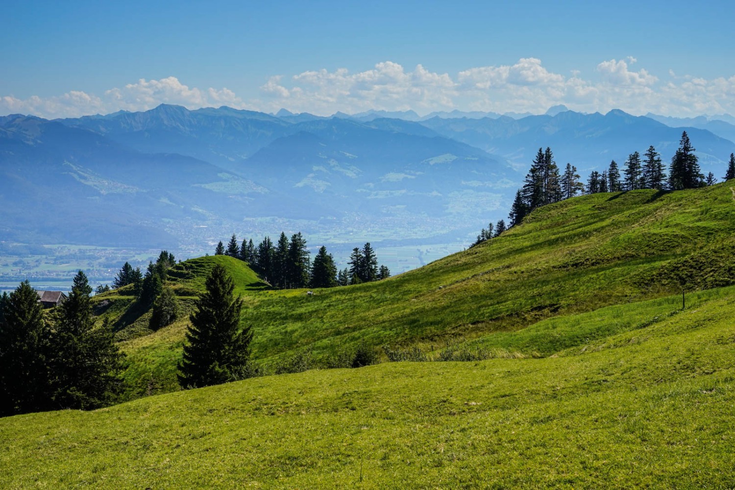 Hinter dem Fähnerenspitz blickt man über das St. Galler Rheintal ins Österreichische Vorarlberg. Foto: Fredy Joss