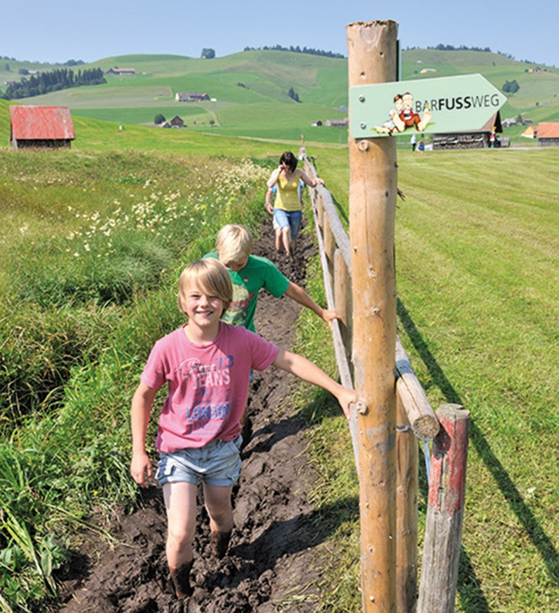 Im Moorgebiet wandern Kinder teilweise bis zu den Knien im Schlamm. Bild: appenzell.ch