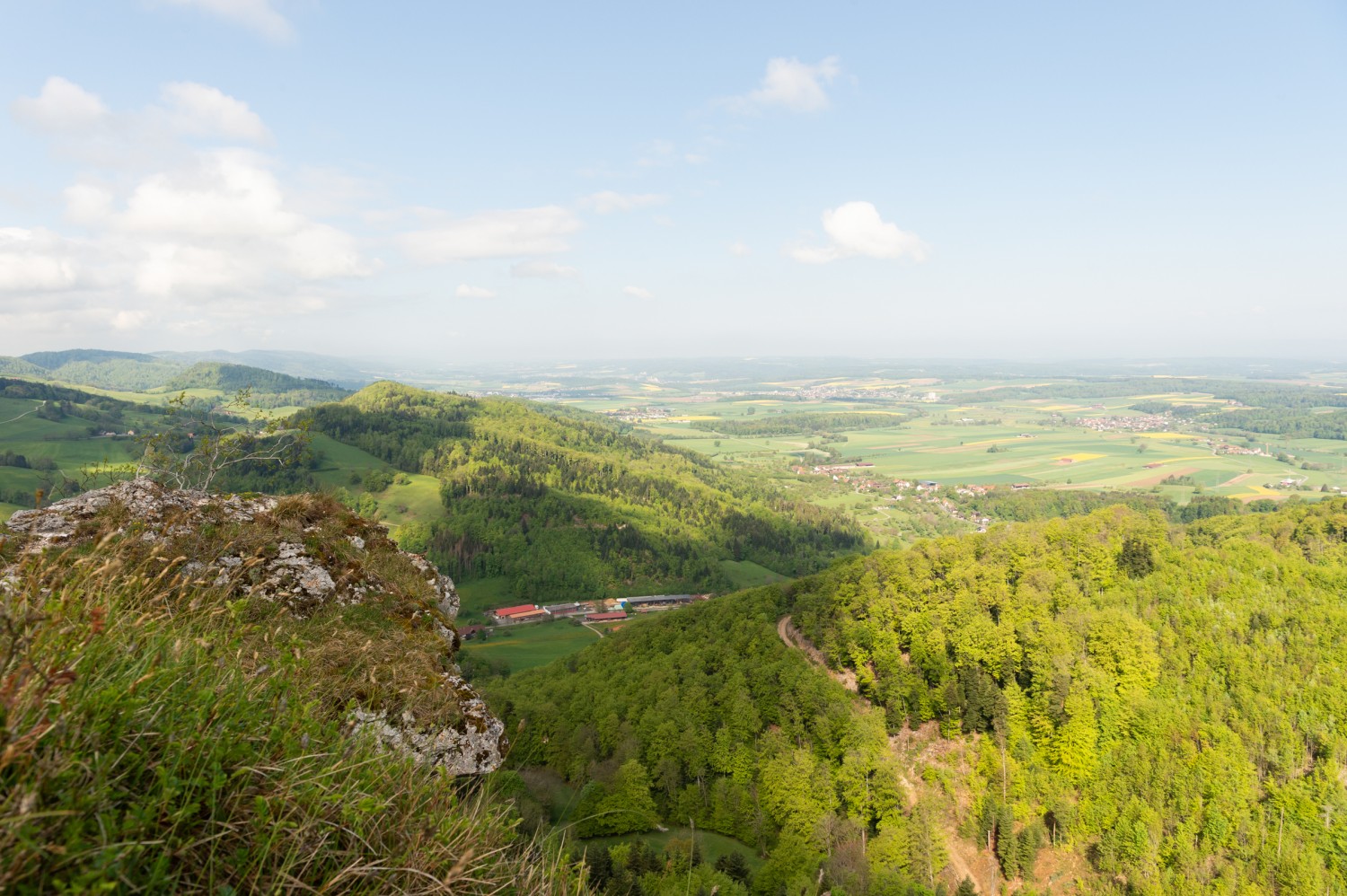 Depuis Grande Roche, la vue porte au loin. On devine la diversité des paysages de l’Ajoie. Photo: Raja Läubli