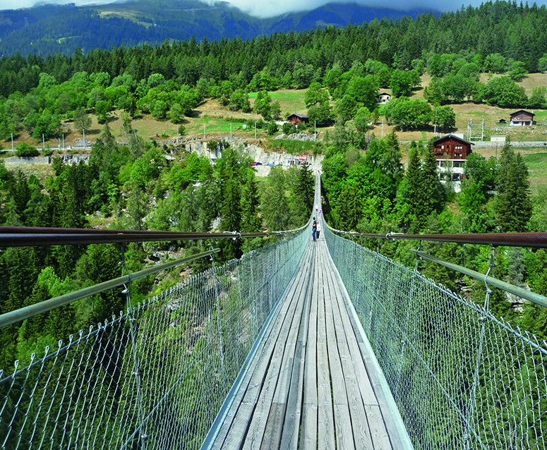 Die Hängebrücke verbindet die Gemeinden Bellwald und Ernen. Bilder: Werner Forrer