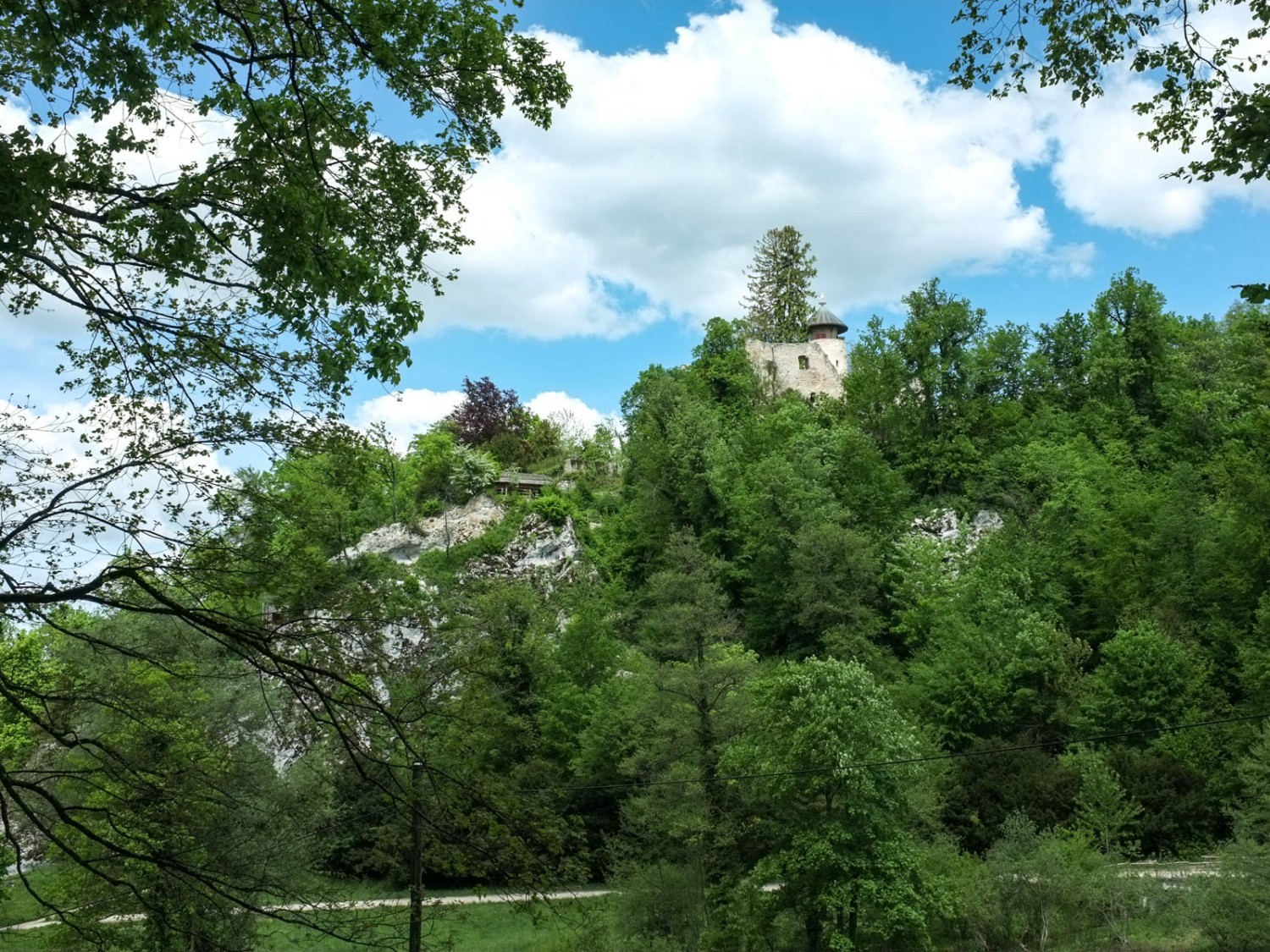 Un autre château, celui de Birseck, que l’on aperçoit du chemin de randonnée. Photo: Claudia Peter